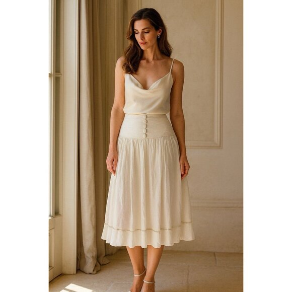 Italian Silk Skirt Lined Beaded Silk Covered Buttons Venice Chic Whimsical Fairy - Picture 10 of 10